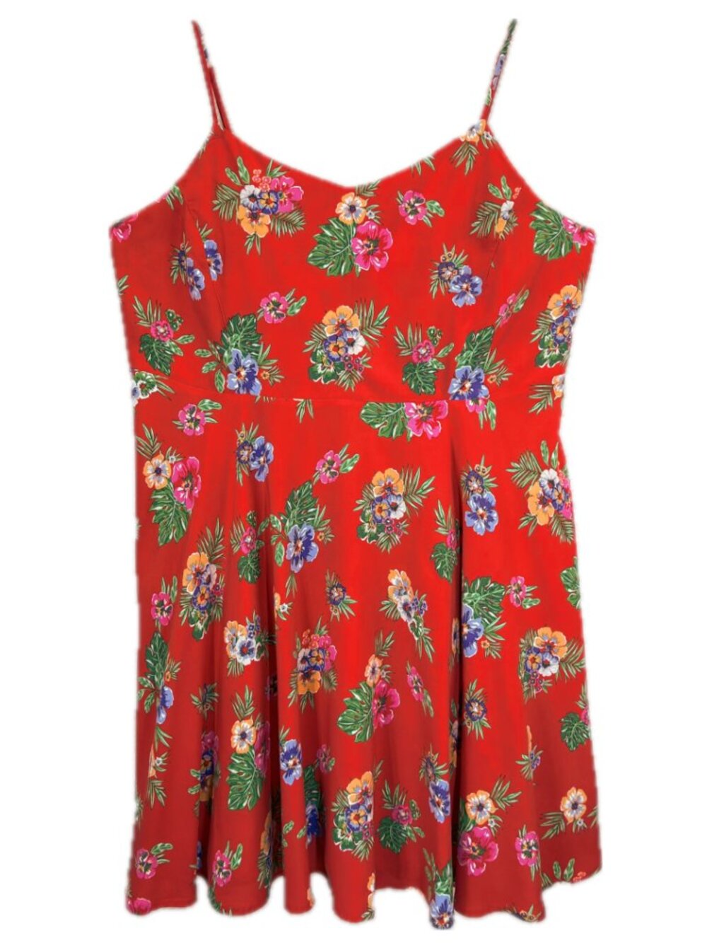 Old Navy Tropical Hawaiian Floral Rayon Tank Slip Flowy Mini Sundress Size 2XL